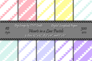 Download Pastel Hearts in a Line Digital Scrapbook Paper Pack - Book Collection