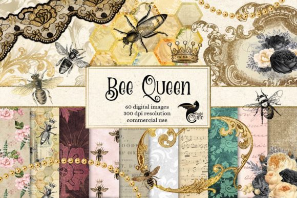 Download Bee Queen Digital Scrapbook Kit - Book Collection