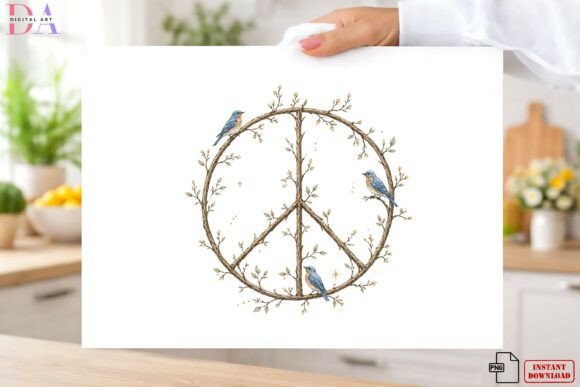 Download Rustic Peace Sign Boho Bluebird Png - Rustic Collection