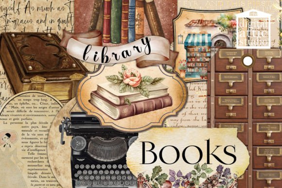 Download Vintage Book Lover Ephemera Kit - Book Collection