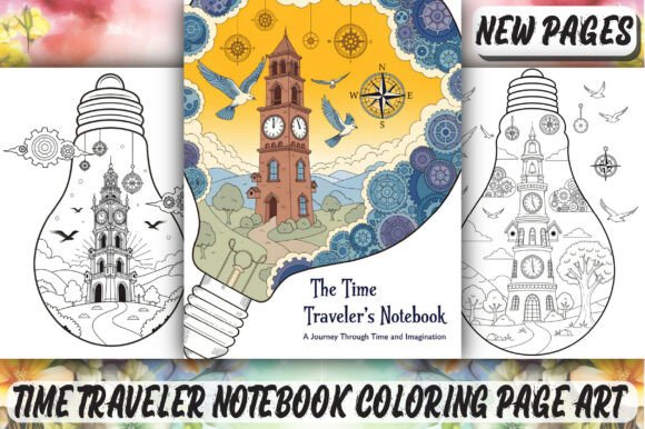 Download Time Traveler Notebook Coloring Page Art - Book Collection
