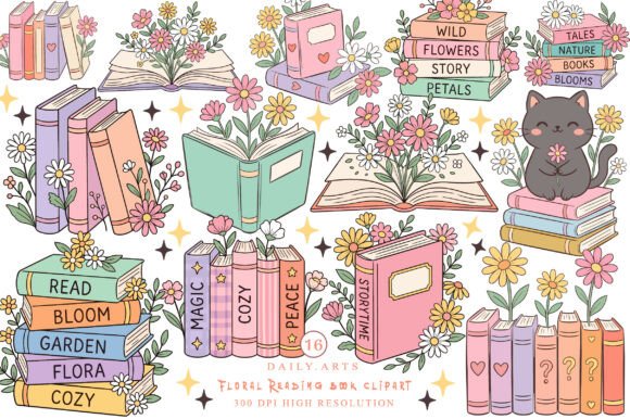 Download Floral Reading Book Clipart - Book Collection