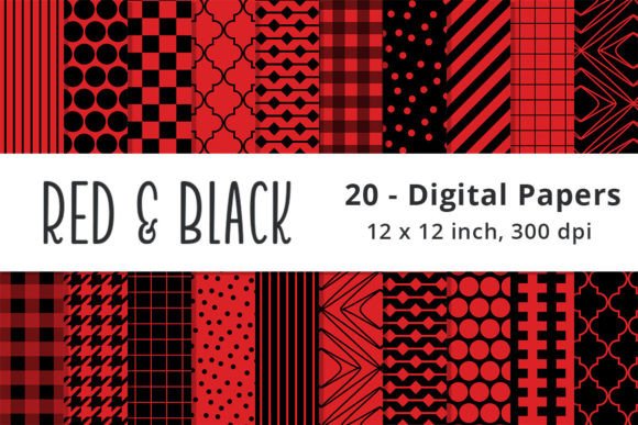 Download Red and Black Digital Scrapbook Papers - Book Collection