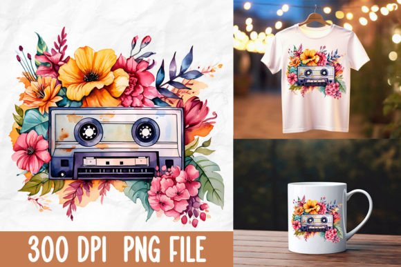 Download Retro 80s Vintage Cassette Tape Flower - Cassette tape Collection
