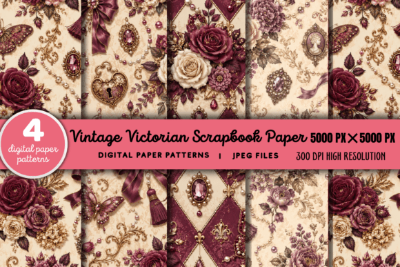 Download Vintage Victorian Scrapbook Pattern 2 - Book Collection