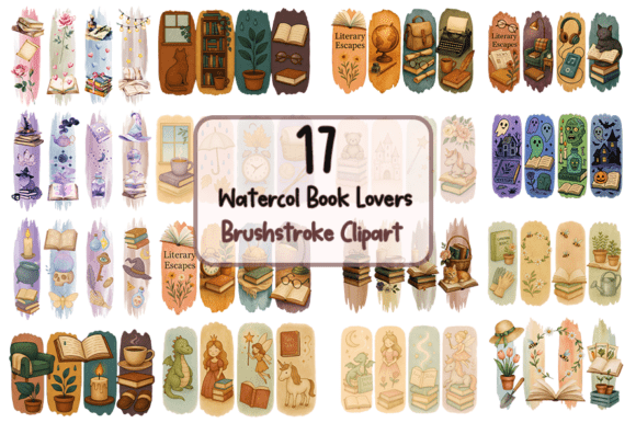 Download Book Lovers Brushstroke Clipart Bundle - Book Collection