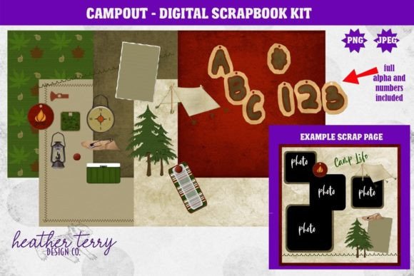 Download Campout Camping Digital Scrapbook Kit - Book Collection