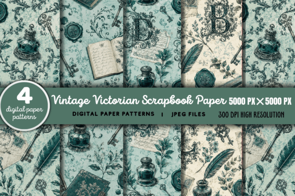Download Vintage Victorian Scrapbook Background 2 - Book Collection