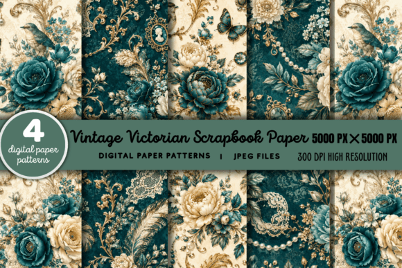 Download Vintage Victorian Scrapbook Pattern 4 - Book Collection