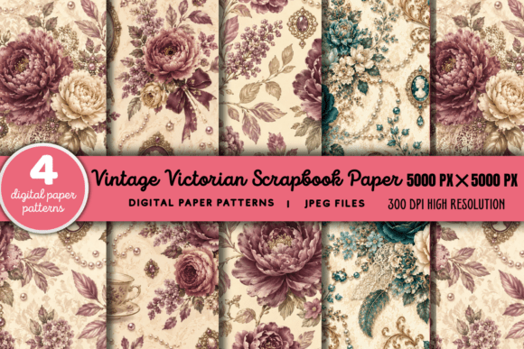 Download Vintage Victorian Scrapbook Pattern 3 - Book Collection