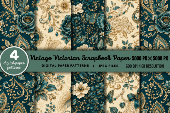 Download Vintage Victorian Scrapbook Background 1 - Book Collection