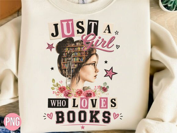 Download Girl Loves Books Retro PNG T-Shirt - Book Collection