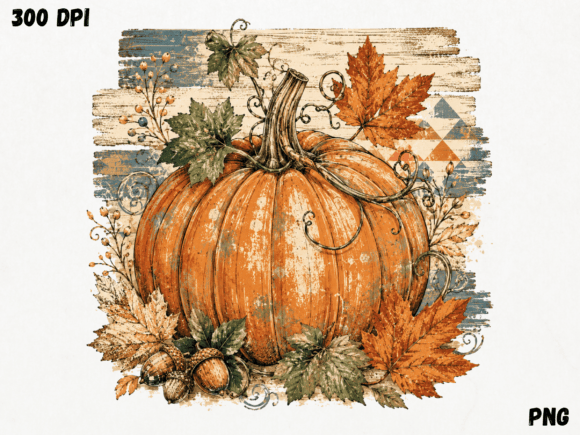 Download Vintage Rustic Pumpkin Watercolor PNG, a - Rustic Collection