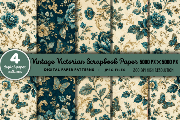 Download Vintage Victorian Scrapbook Pattern 8 - Book Collection
